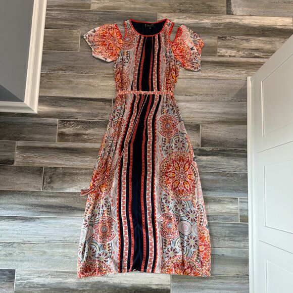 Max Studio Vibrant Red and White Maxi Dress - Picture 7 of 8